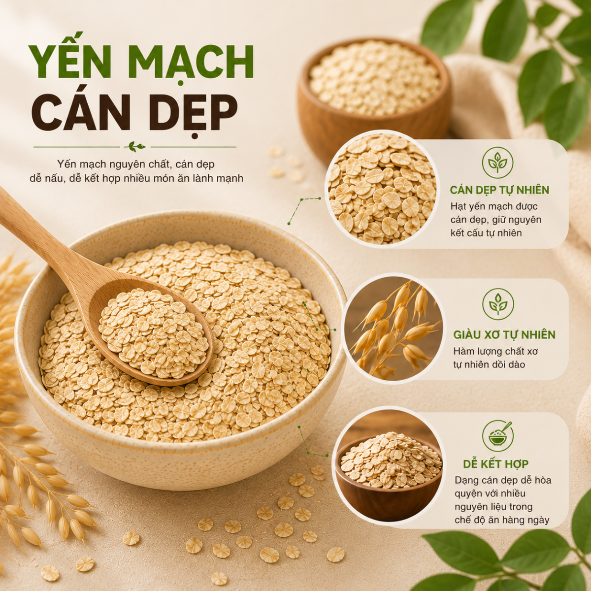  Yến mạch cán dẹp RealFoodStore 