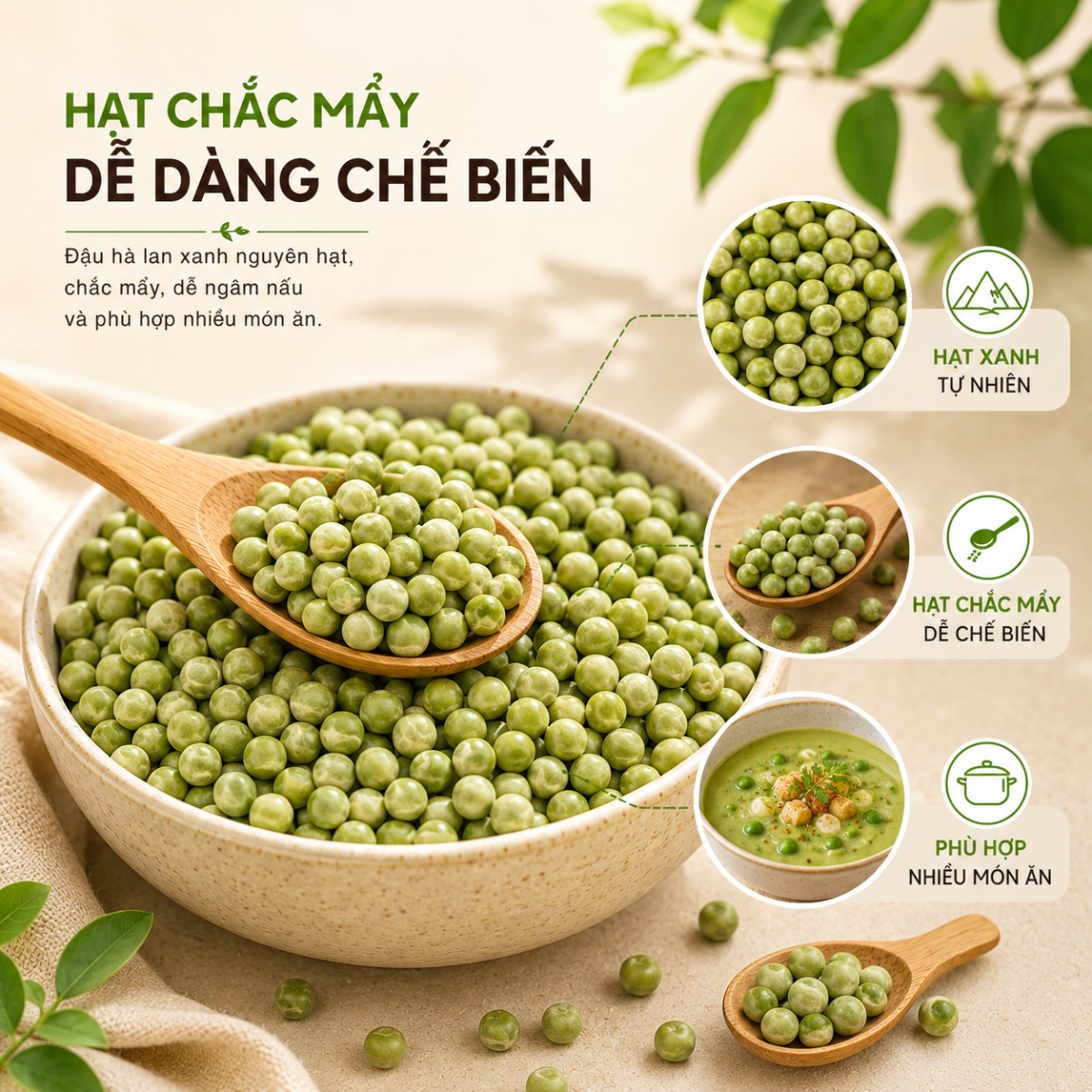  Đậu Hà Lan Xanh Nguyên Hạt RealFoodStore 