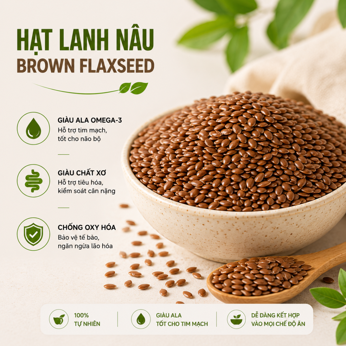  Hạt Lanh Nâu RealFoodStore 