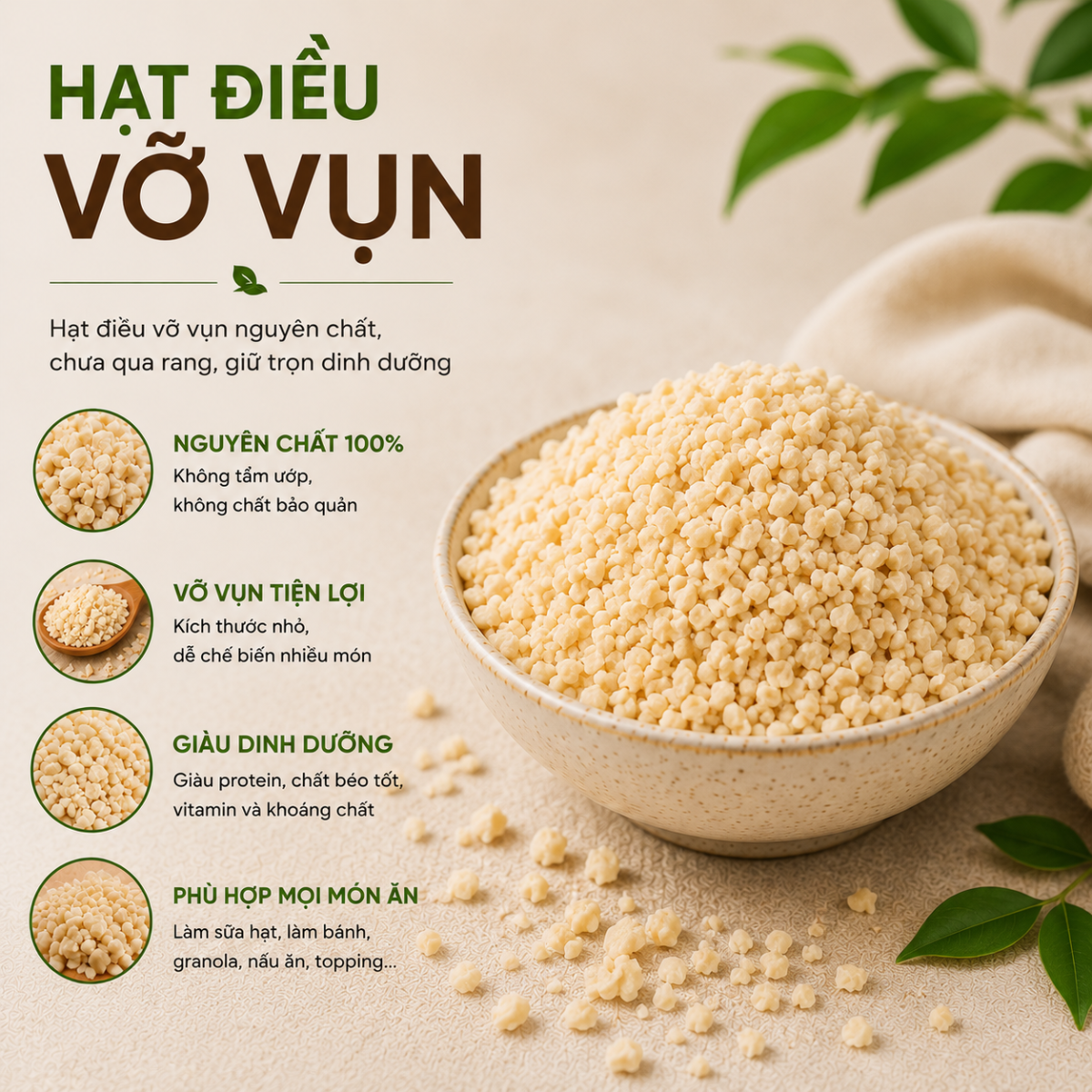  Hạt Điều Vỡ Vụn RealFoodStore 