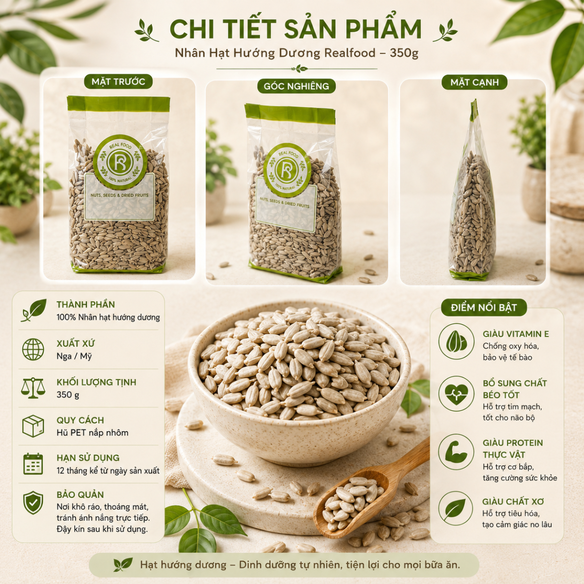  Hạt hướng dương RealFoodStore 