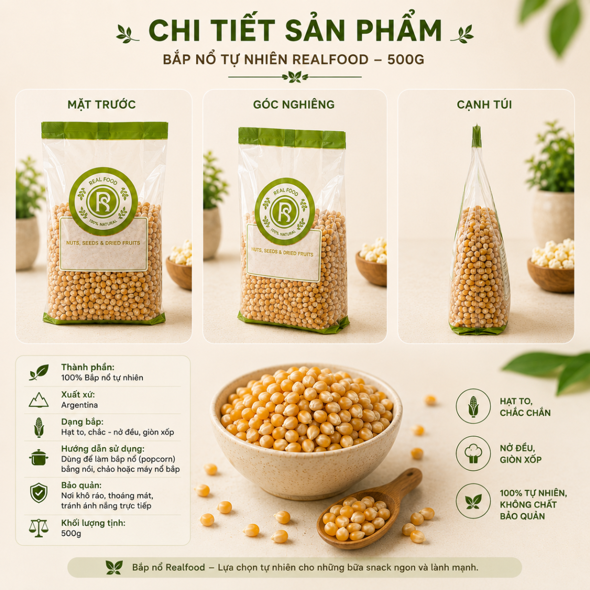  Hạt Bắp Nổ RealFoodStore 