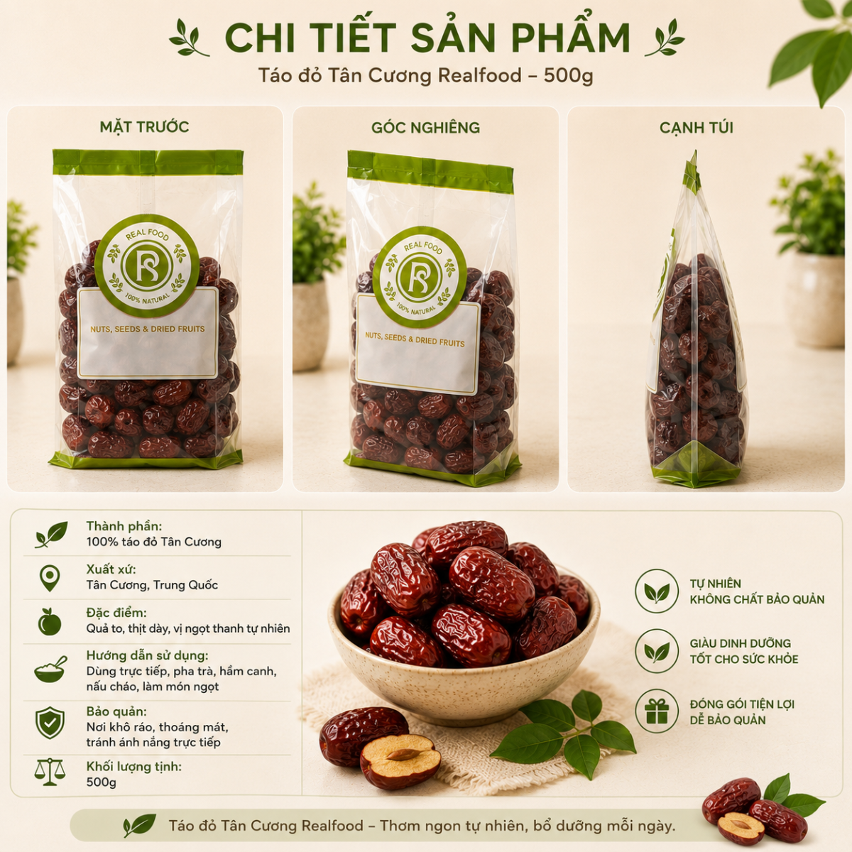  Táo Đỏ Sấy Khô RealFoodStore 