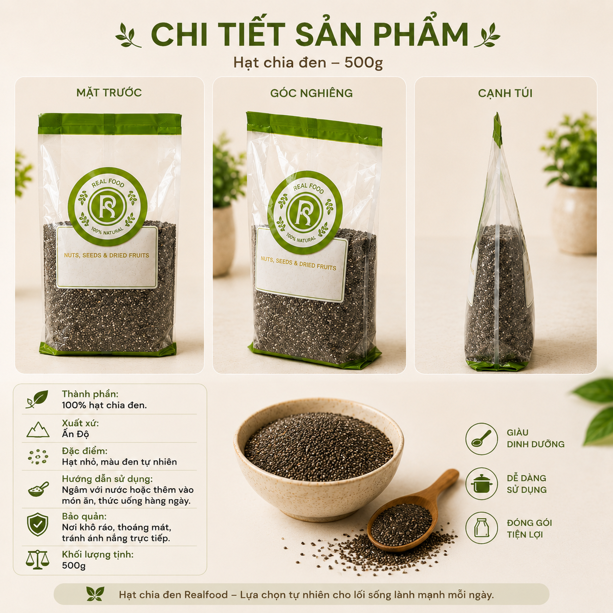  Hạt Chia Đen RealFoodStore 