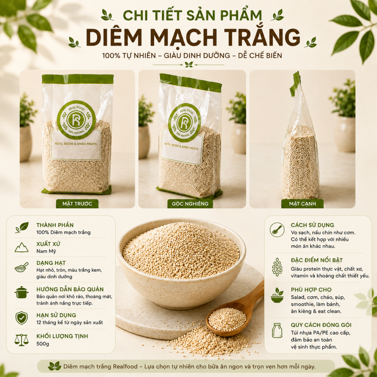  Diêm mạch trắng RealFoodStore 