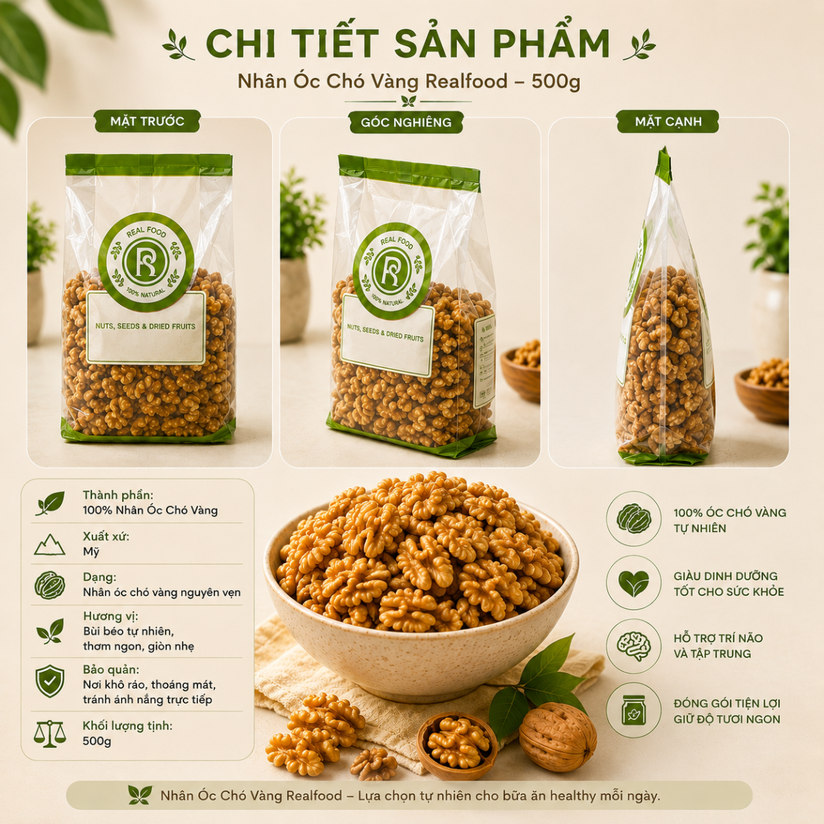  Nhân Óc Chó Vàng  RealFoodStore 