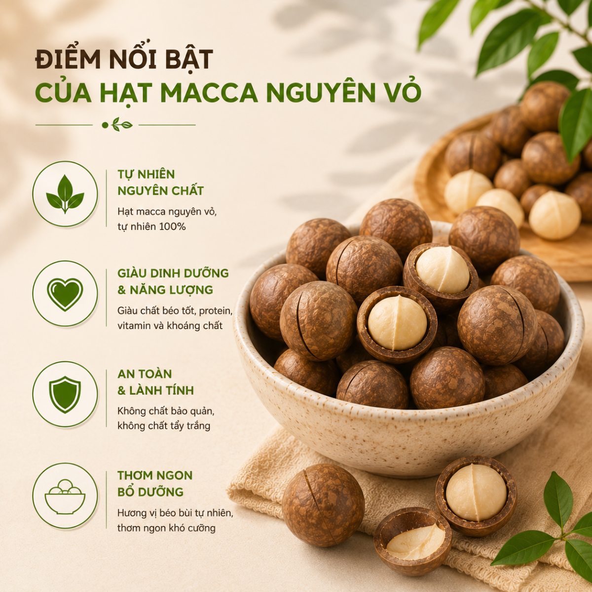  Hạt Macca Nguyên Vỏ RealFoodStore 