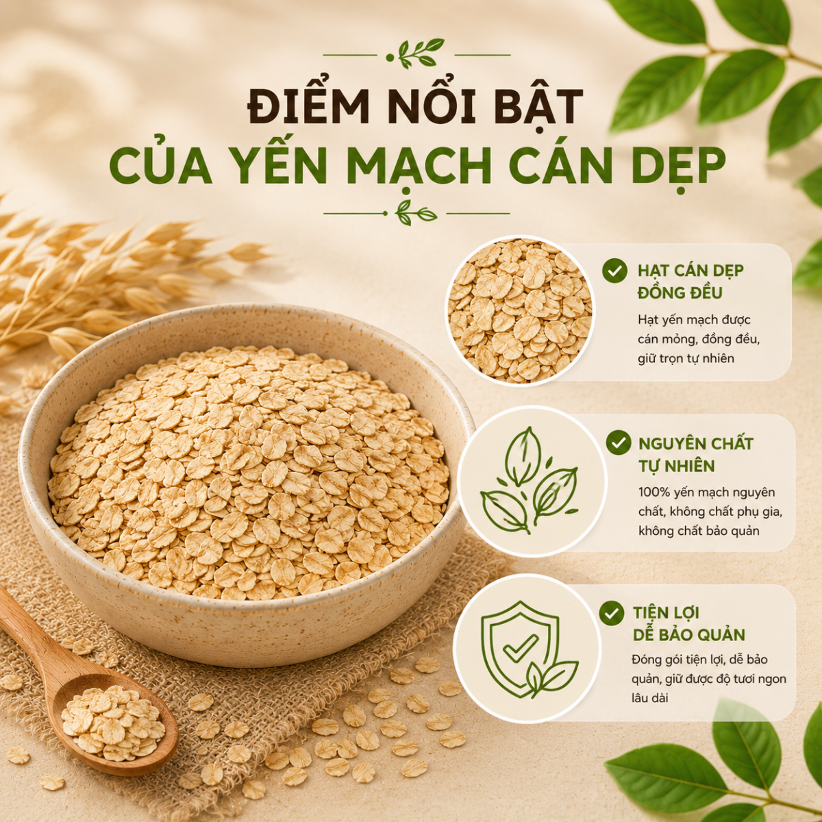  Yến mạch cán dẹp RealFoodStore 