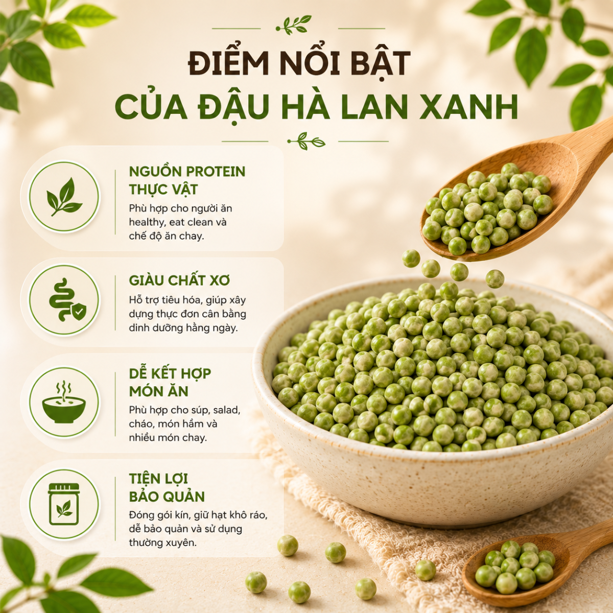  Đậu Hà Lan Xanh Nguyên Hạt RealFoodStore 