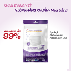 HB MEDICAL MASK - TÚI ZIP - KHẨU TRANG Y TẾ 4 LỚP KHÁNG KHUẨN MÀU TRẮNG