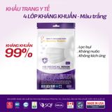 HB MEDICAL MASK - TÚI ZIP - KHẨU TRANG Y TẾ 4 LỚP KHÁNG KHUẨN MÀU TRẮNG
