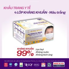 HB MEDICAL MASK - KHẨU TRANG Y TẾ 4 LỚP KHÁNG KHUẨN MÀU TRẮNG