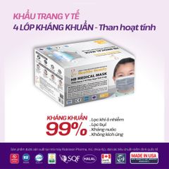 HB MEDICAL MASK - KHẨU TRANG Y TẾ 4 LỚP THAN HOẠT TÍNH KHÁNG KHUẨN