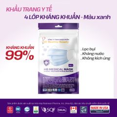HB MEDICAL MASK - TÚI ZIP - KHẨU TRANG Y TẾ 4 LỚP KHÁNG KHUẨN MÀU XANH