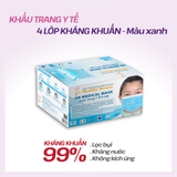 HB MEDICAL MASK - KHẨU TRANG Y TẾ 4 LỚP KHÁNG KHUẨN MÀU XANH