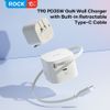  Củ Sạc Nhanh ROCK T90 35W GaN (with Built-in Retractable Type-C Cable, Smart Temperature Control, GaN Smart Chip Technology, 8-Layer Safety Protection) 
