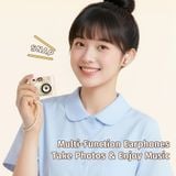  Tai Nghe Bluetooth TWS ROCK Crayon Shinchan Camera Style (with Color Touch Screen, Camera 13MP+1MP, MP3 Playback/Bluetooth, Take Photos, Fast Transfer Effortless Sharing) 