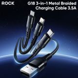  Cáp Sạc Đa Năng 3-in-1 USB to M+L+C ROCK G18 3.5A (1.2m, with Velcro Strap) 