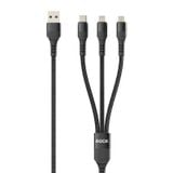  Cáp Sạc Đa Năng 3-in-1 USB to M+L+C ROCK G18 3.5A (1.2m, with Velcro Strap) 