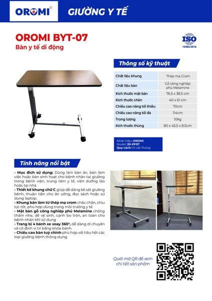 Bàn Y Tế Di Động BYT-07
