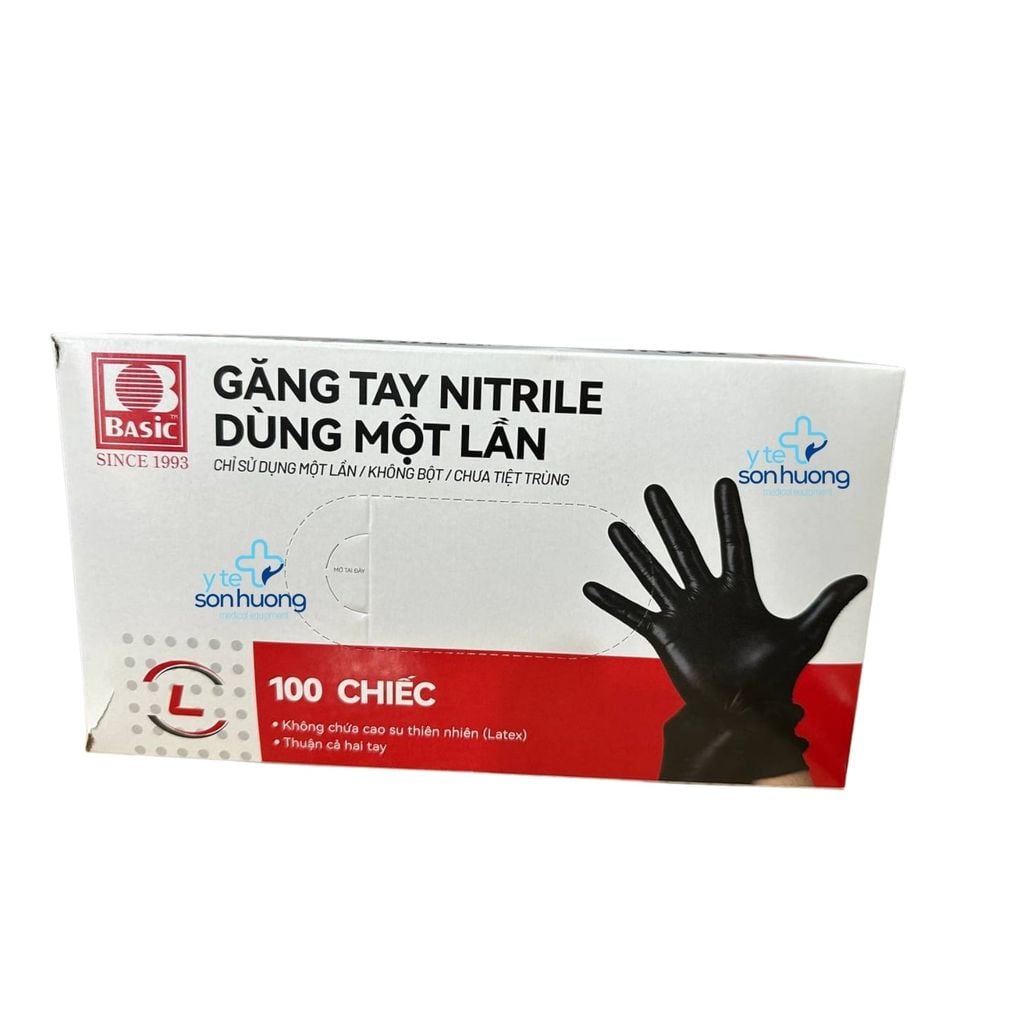 Găng tay y tế không bột Nitrile Basic 4.0g màu đen