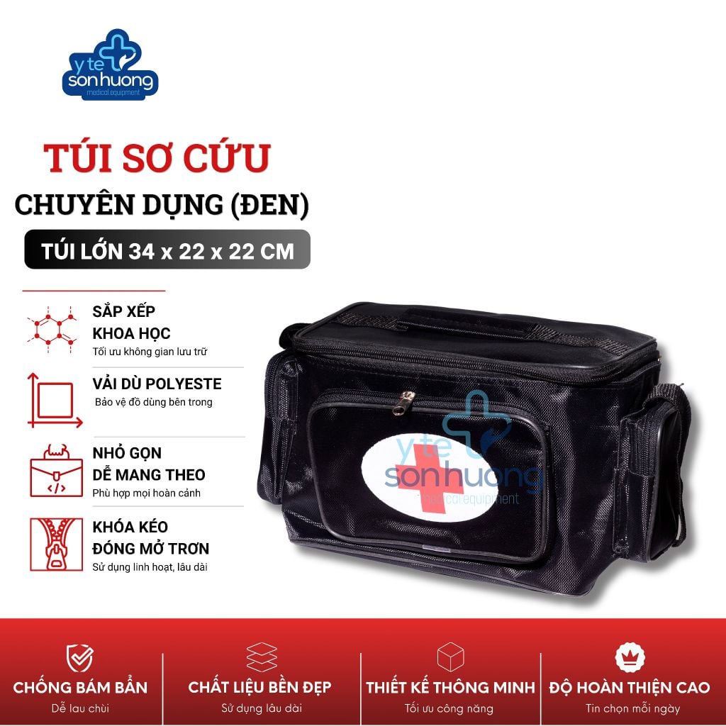 Túi cứu thương Đen Lớn ( size L - 34x22x22cm)