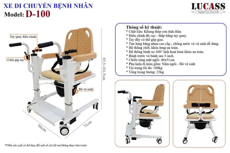 Xe di chuyển bệnh nhân Lucass D100