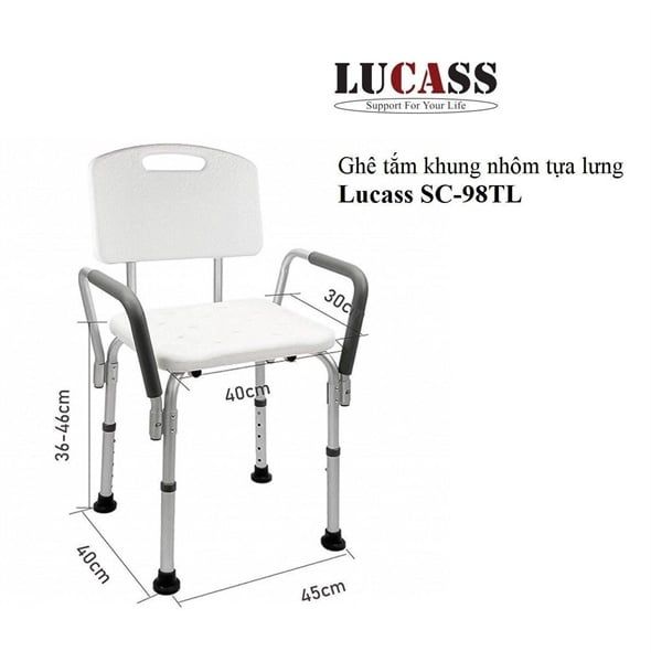 Ghế tắm khung nhôm tự lưng Lucass SC-98TL