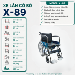 Xe Lăn Bô Lucass X-89/XK89 Có Thắng Tay