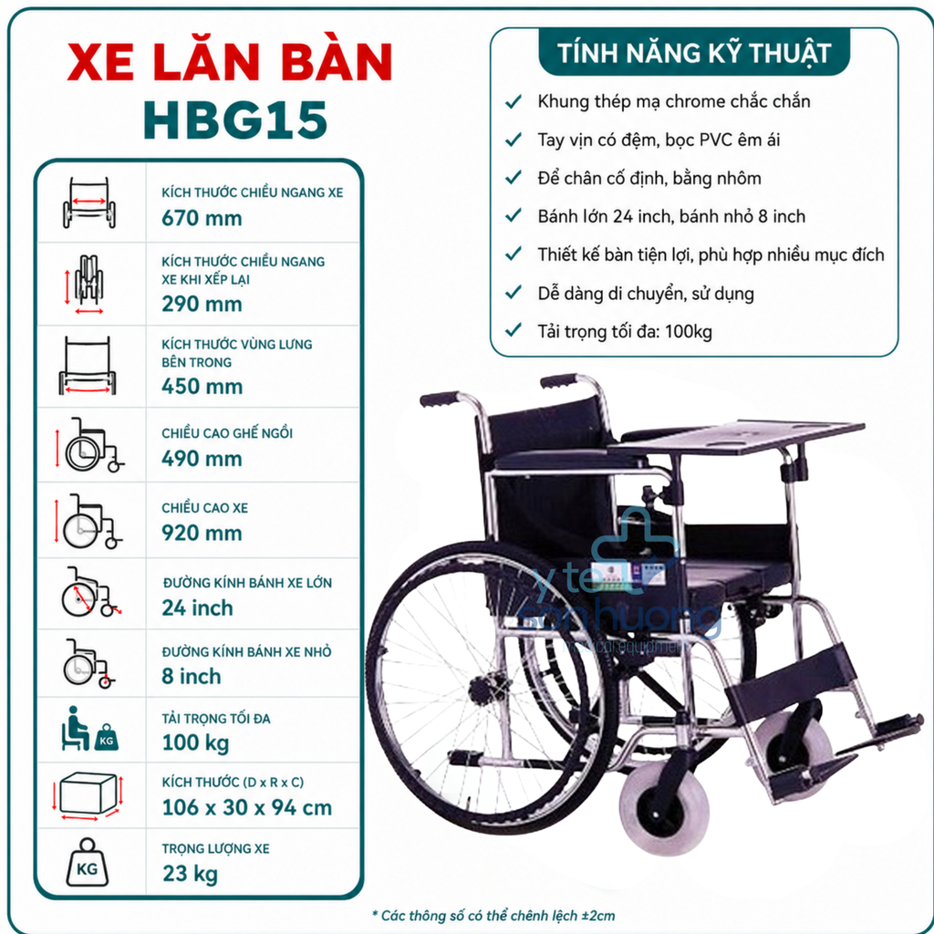Xe Lăn Bàn HBG15