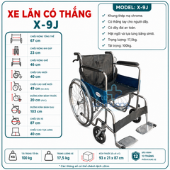 Xe Lăn Bánh Thường Lucass X-9J (có thắng tay)