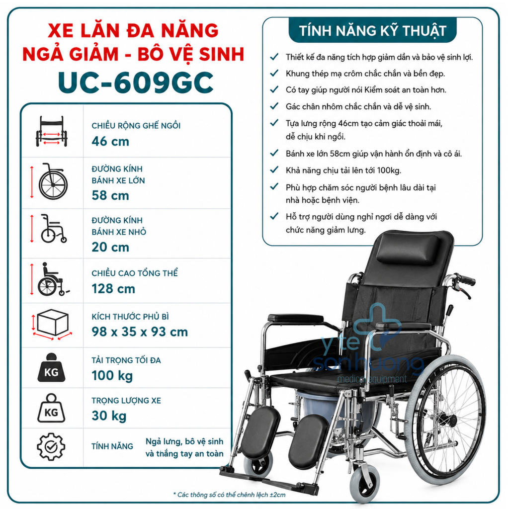 Xe lăn bô ngã lưng UC - 609GC