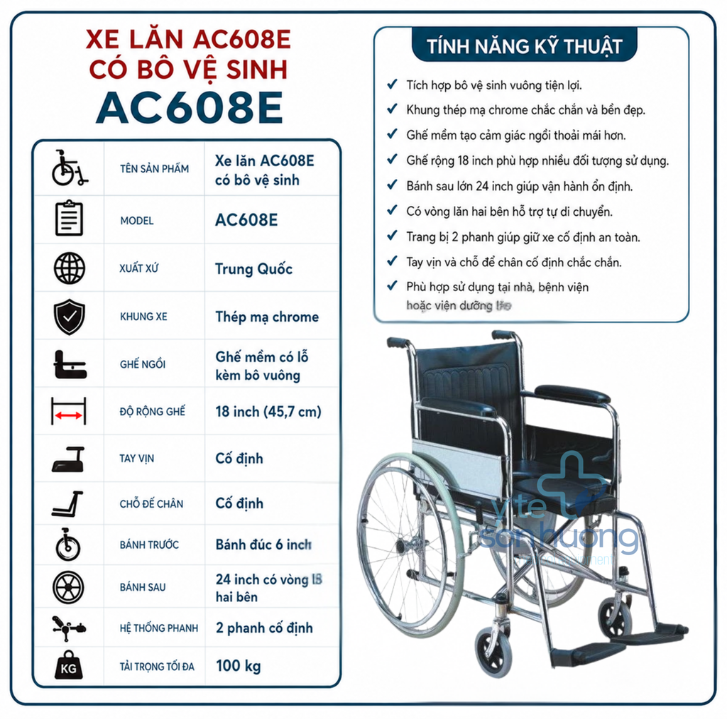 Xe lăn có bô AC 608-E