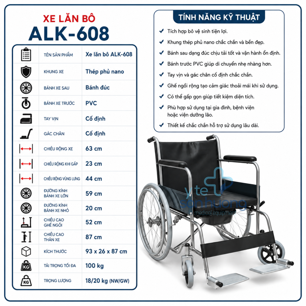 Xe lăn có bô ALK 608
