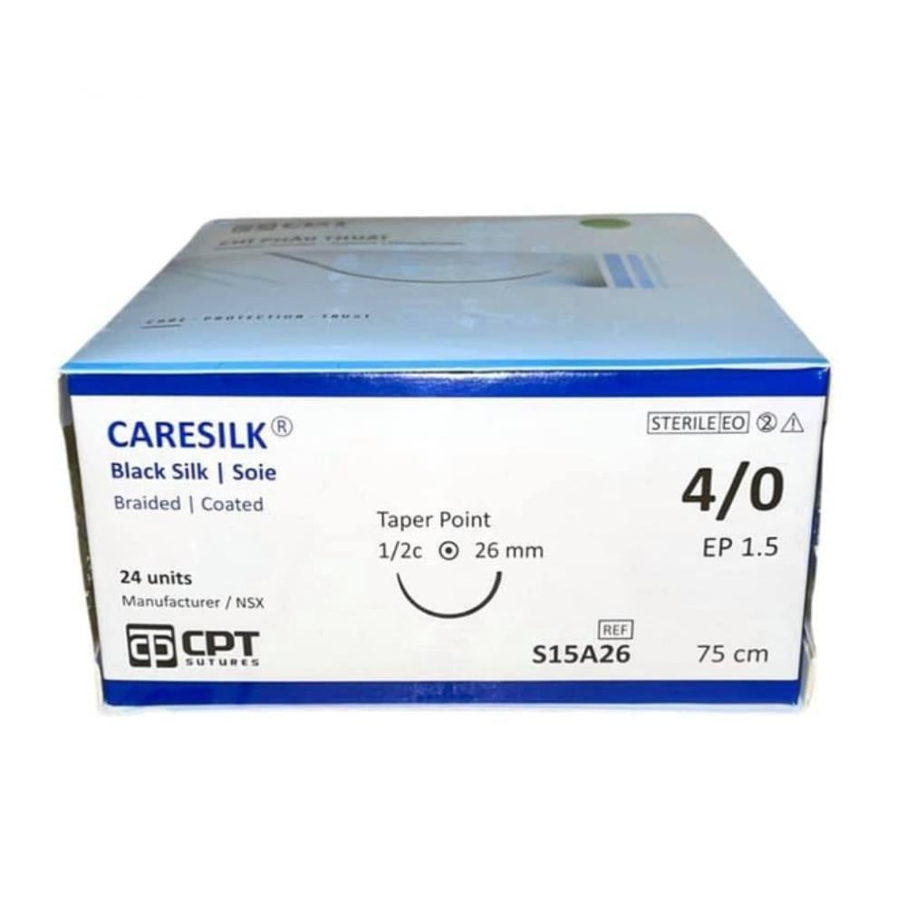 Chỉ phẫu thuật không tiêu CareSilk CPT S15A26 số 4/0, dài 75cm, kim tròn 26mm, 1/2c