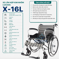 Xe Lăn Hợp Kim Nhôm Lucass X-16L