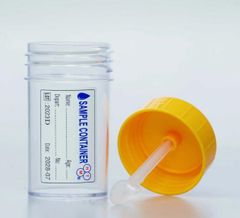 Lọ nhựa đựng phân không có chất bảo quản 50ml HTM nắp vàng có nhãn (l/100lọ-b/500)