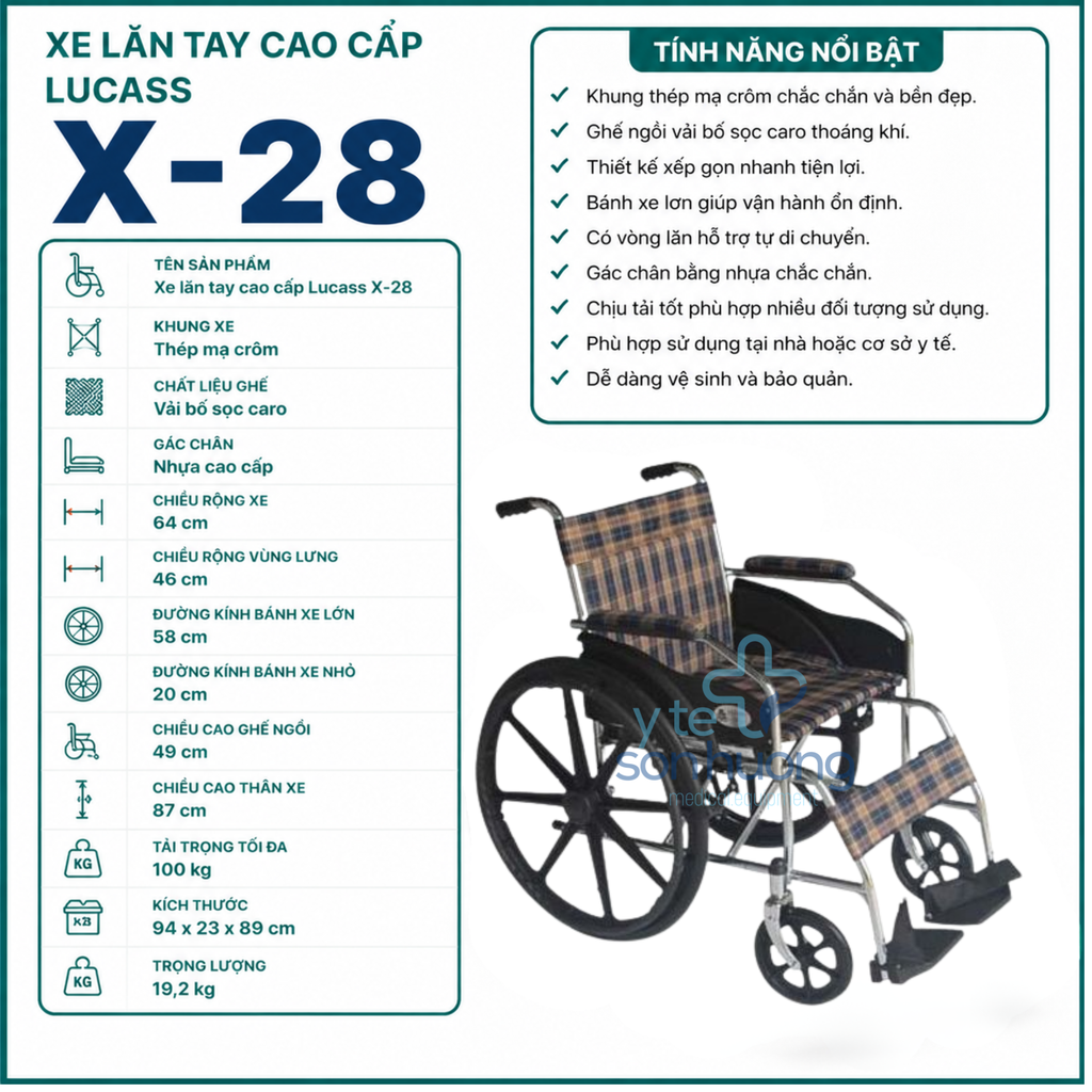 Xe Lăn Thường Cao Cấp Lucass X-28
