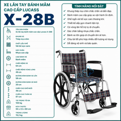 Xe Lăn Thường Cao Cấp Lucass X-28B (bánh mâm)