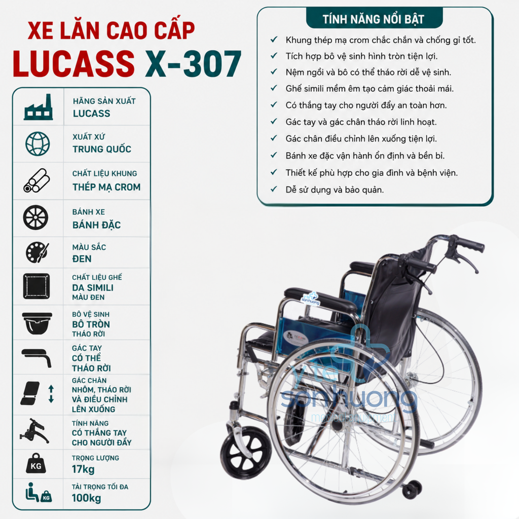 Xe lăn cao cấp Lucass X-307