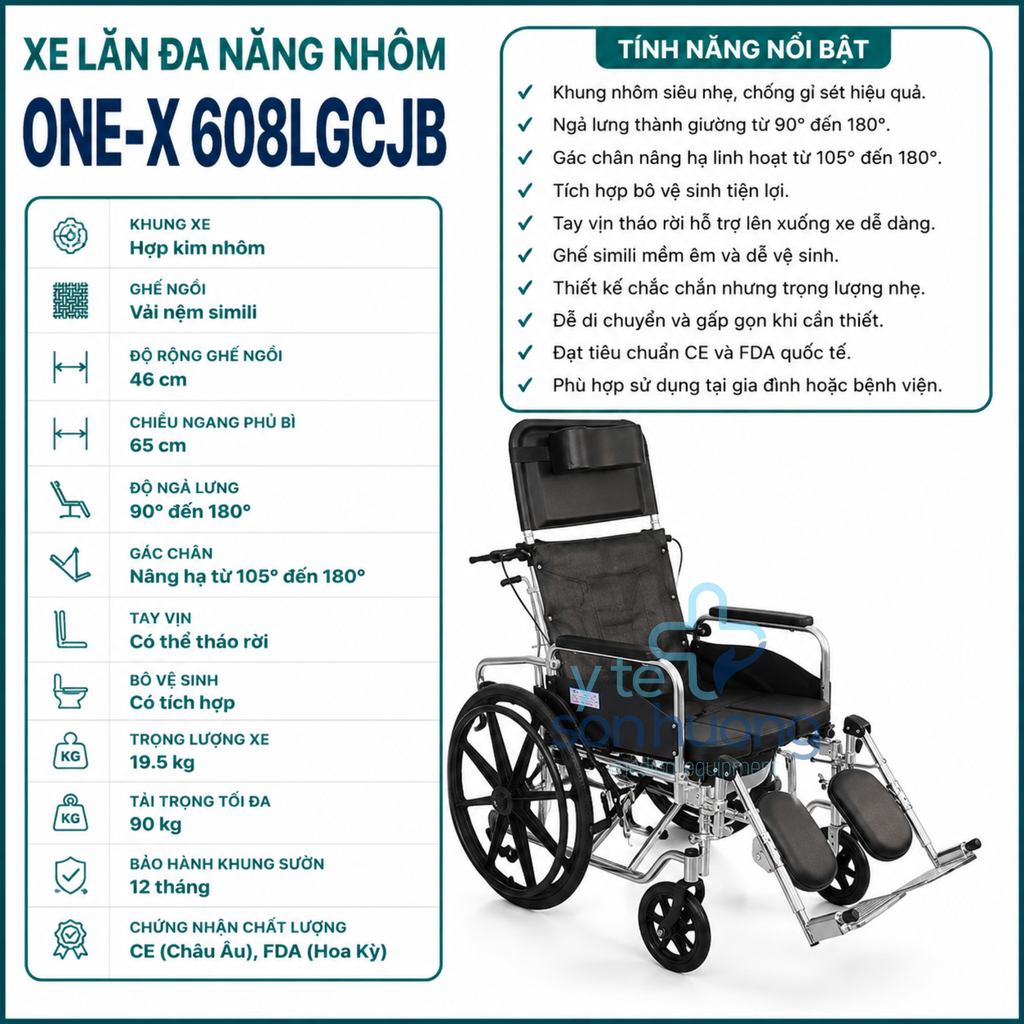 Xe lăn đa năng nhôm One-X 608LGCJB