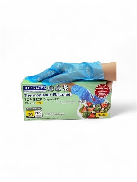 Găng tay TPE màu xanh (200 chiếc/hộp)