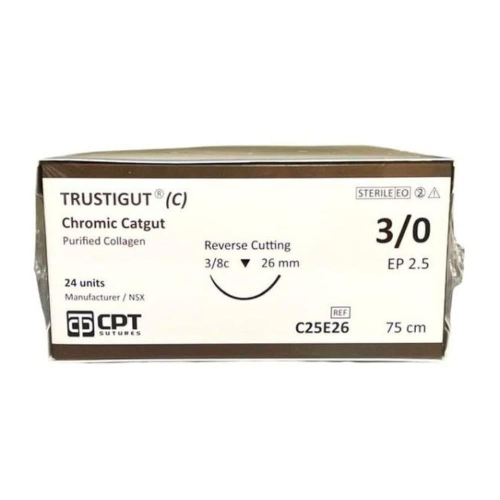 Chỉ phẫu thuật tự tiêu Chromic CPT C250 số 3/0, không kim