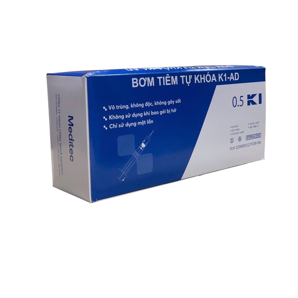 Bơm tiêm AD K1 0.5ml Meditac ( Bơm tiêm tự khóa K1 0.5ml)
