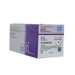Chỉ phẫu thuật tự tiêu Mitsu Polyglactin 910 PGN309120 số 3/0 dài 75cm kim tròn 1/2C 26mm