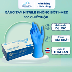 Găng tay không bột Nitrile I-Med xanh 3.5gr
