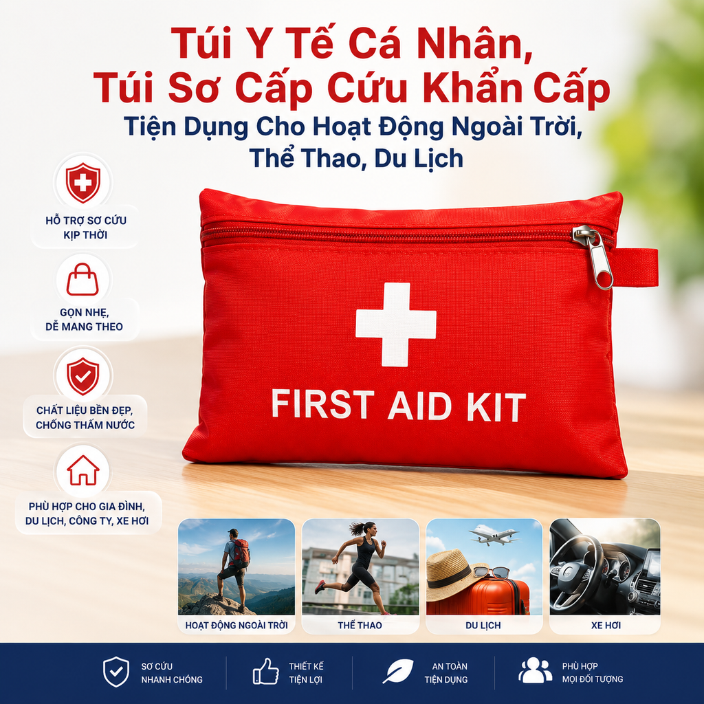 Túi Y Tế Cá Nhân,Túi Sơ Cấp Cứu Khẩn Cấp Tiện Dụng Cho Hoạt Động Ngoài Trời,Thể Thao,Du Lịch (BỘ CƠ BÁN)
