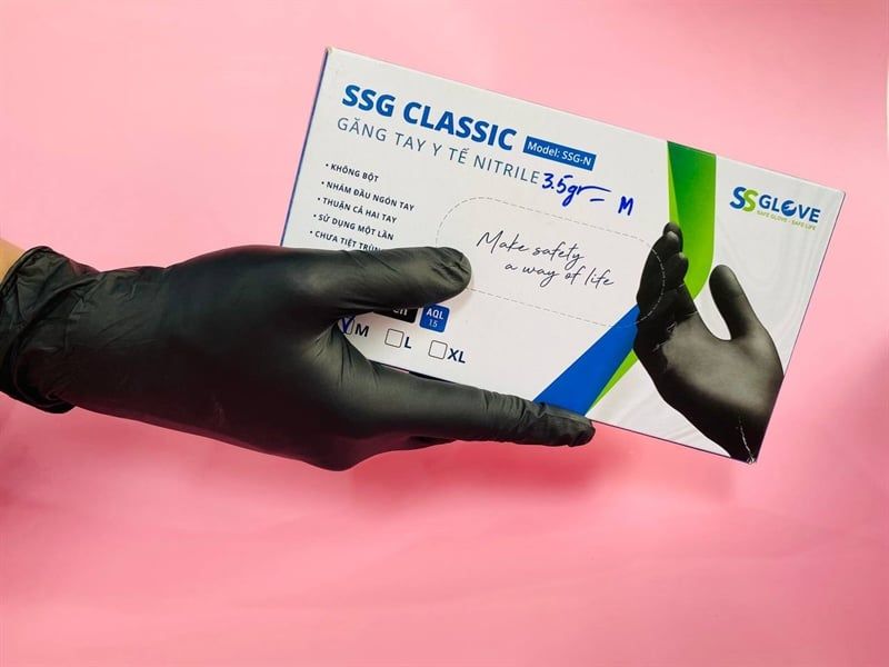 Găng tay nitrile 3.5g màu đen SSGlove