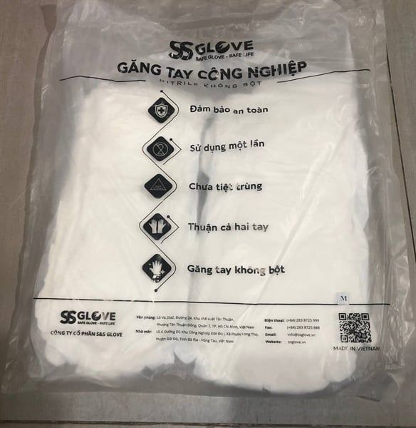 Găng tay nitrile 5.5 gr màu trắng (chiều dài 300mm)