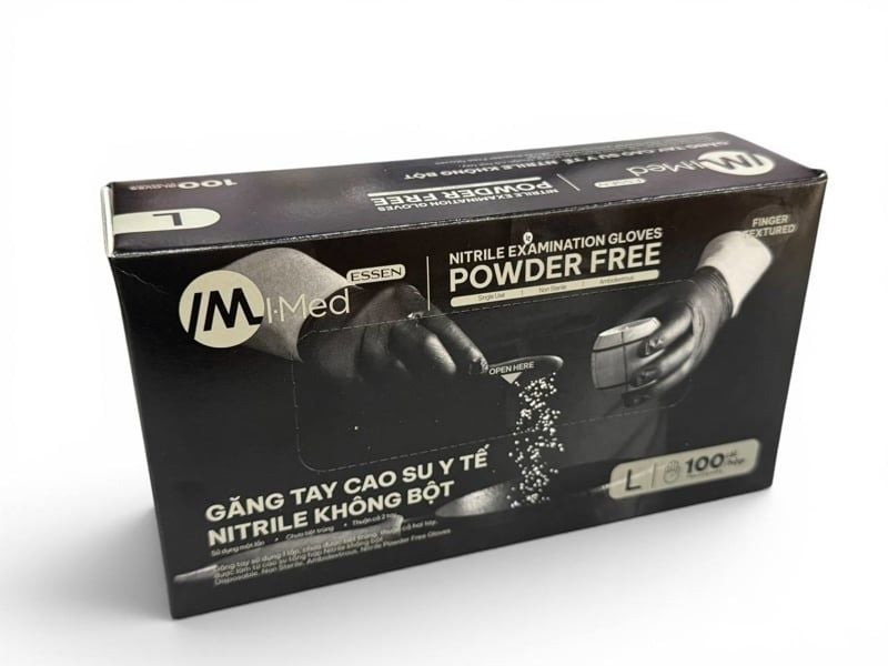 Găng tay y tế không bột Nitrile I-Med Essen 4.0g màu đen